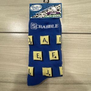 NWT Hasbro men’s blue scrabble tile crew socks size men’s 6-12